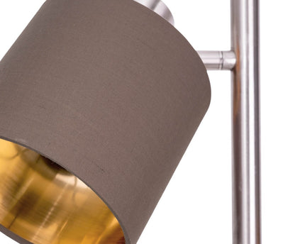Staande lamp "maron" gemaakt van metalen satine-mat met stof paraplu's in bruin, met E14-aansluiting, voor eetkamer, woonkamer, gang of kantoor, lamp voor woonkamer, eetkamer, hal en kantoor, staande lamp in 153 cm High