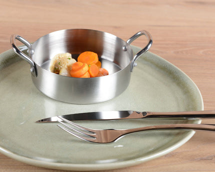 Mini Matte ronde steelpan met twee rondes 12x12x4cm