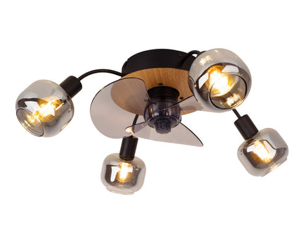 Plafondlamp inclusief ventilator "fumoso", in zwart, bruin en natuur, voor E27, Ø 51 cm