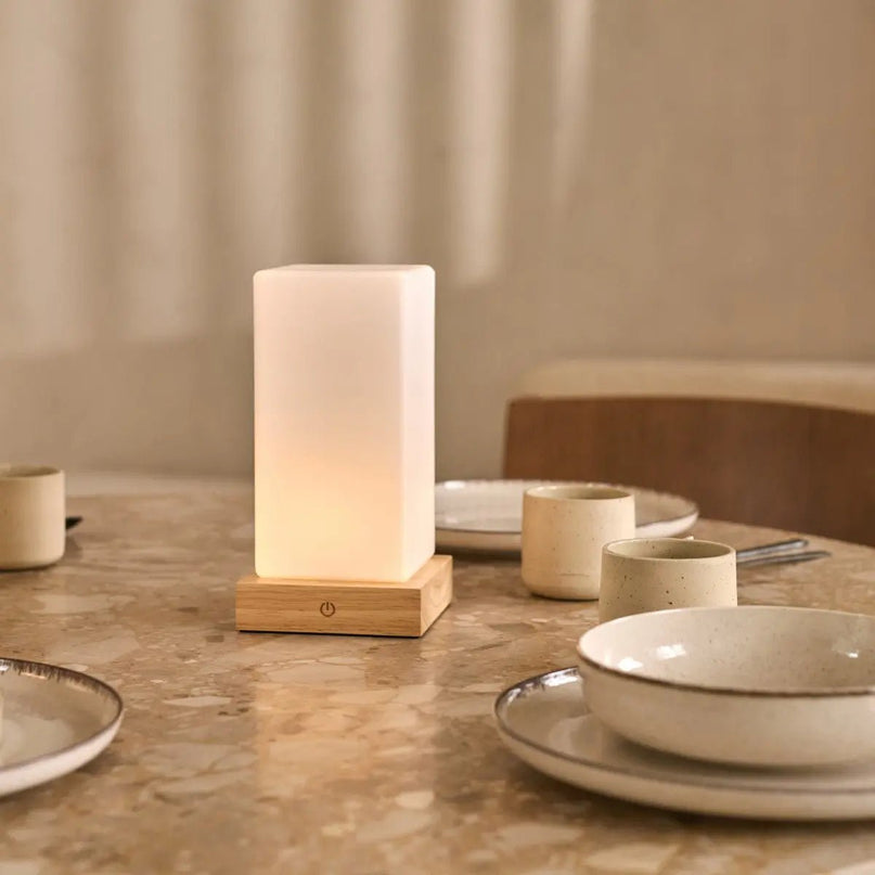 Zayn lichtbruine houten oplaadbare lamp L Dimmable & draadloze en goede batterij