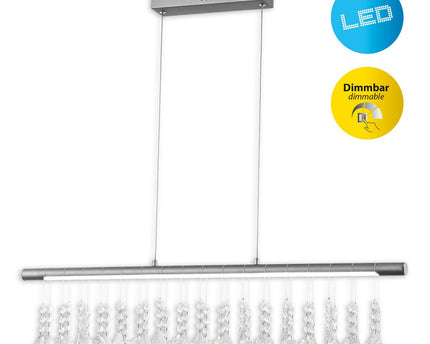 Led hanglamp "nobilis" lengte ongeveer 100 cm, gemaakt van metaal en plastic in satijnnikkel, met stevig ingebouwde LED's, verlichting voor woonkamer, eetkamer of kantoor
