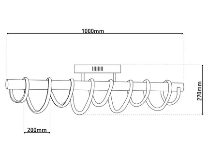 LED -plafondlicht "Belleza", moderne metalen plafondlamp en plastic in zwart en wit, met stevig gebouwd -in LED's, dimbaar, ongeveer 100 cm lang. De ideale verlichting voor woonkamer, eetkamer of keuken.