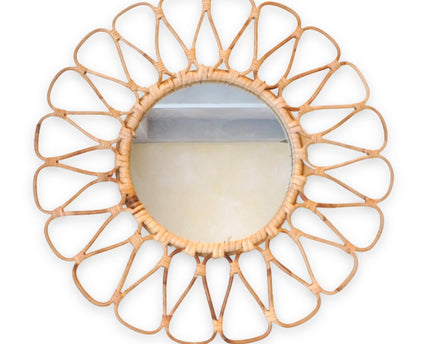 Kleine rotan spiegel 38 cm handgemaakte Boho wandspiegel DAAU wanddecoratie ronde spiegel decoratieve spiegel