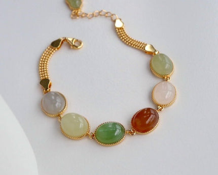 Regenboog kleur Jade kralen armband