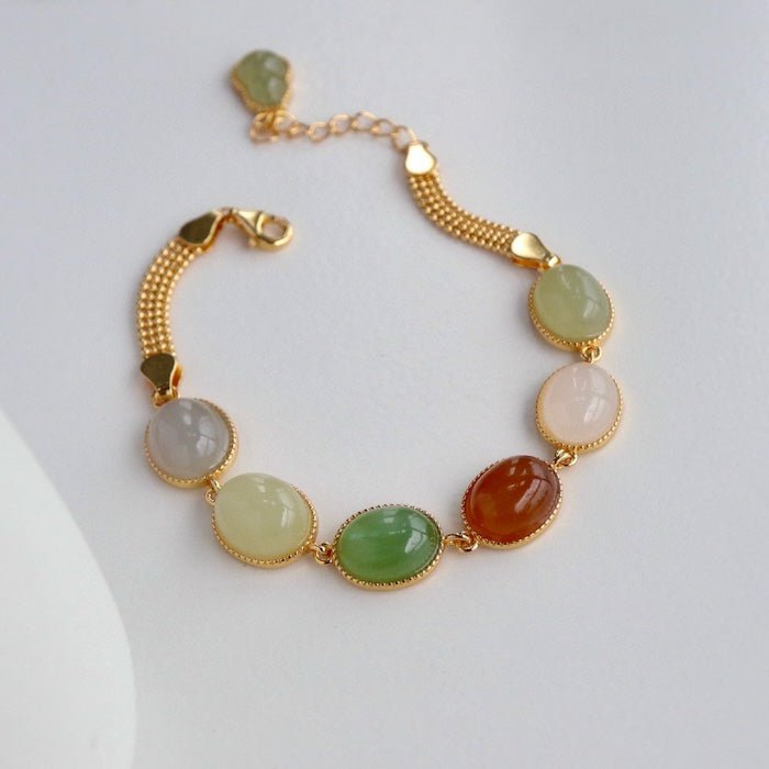 Regenboog kleur Jade kralen armband