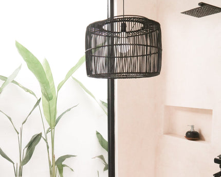 Lampenkap Zwart Rotan Plafondlamp Hanger Handgemaakt van natuurlijke vezels LIKU (2 maten)