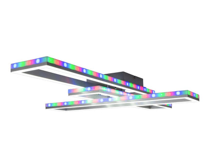 LED CCT-plafondlamp + RGB-backlight "Bantry" met veel functies, 95 cm lang, inclusief afstandsbediening