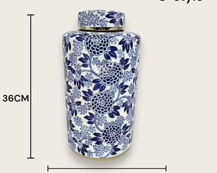 Blauw-witte porseleinen bloemenvaas (voor keuken thuis)