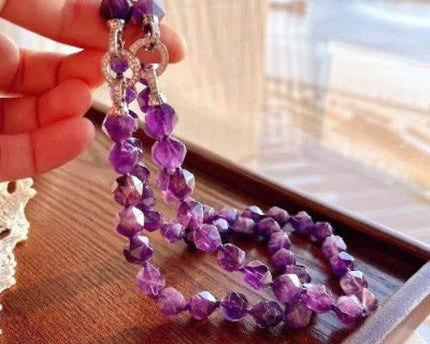 Paarse amethist gefacetteerde kralen choker
