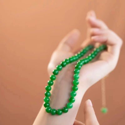 Tijdloze levendige groene jade kralen ketting