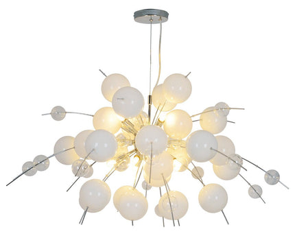 Hanger lamp "explosie" wit, gemaakt van metaal en glas, G9 -versies, hangende lamp voor eetkamer, woonkamer, hal of kantoor, Øca. 98 cm