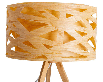 Tafellamp "Finja" gemaakt van natuurlijk gekleurde plastic/holzimitatie, met E27-versieverlichting voor woonkamer, eetkamer of kantoor, 55 cm hoog