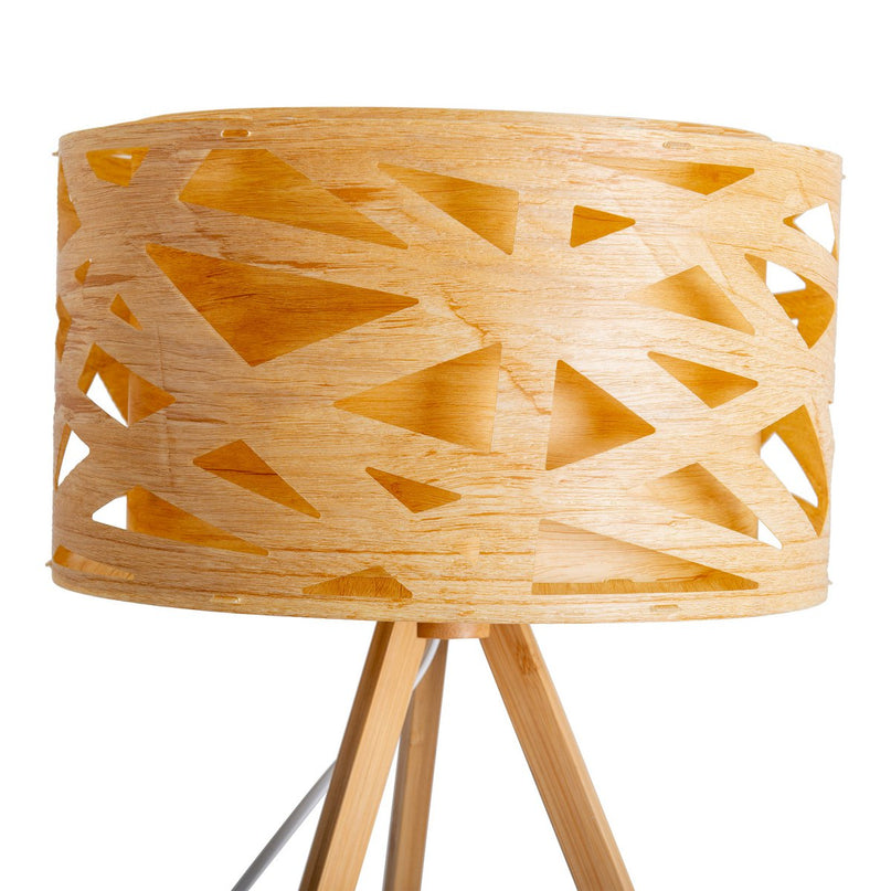 Tafellamp "Finja" gemaakt van natuurlijk gekleurde plastic/holzimitatie, met E27-versieverlichting voor woonkamer, eetkamer of kantoor, 55 cm hoog