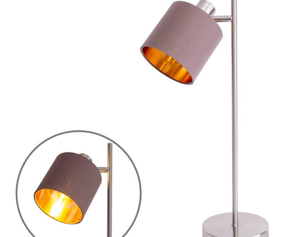 Tafellamp "Maron" gemaakt van metaal-satine-meter met stof paraplu's in bruin, met E14-aansluiting, lamp voor woonkamer, eetkamer, gang en kantoor, tafellamp 51 cm hoog