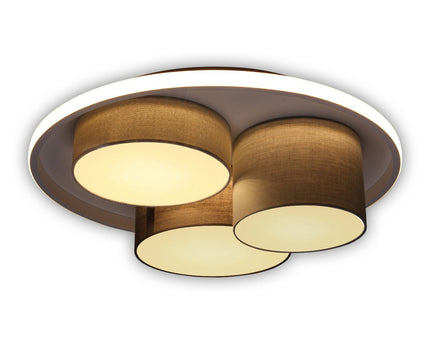 3-geleide plafondlicht "Eppan" Ø 56 cm, gemaakt van metaal, plastic en textiel in grijs, geïntegreerde LED's, verlichting voor woonkamer, kantoor of toegangsruimte