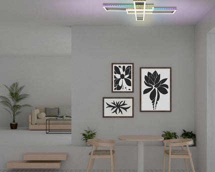 LED CCT-plafondlamp + RGB-backlight "Bantry" met veel functies, 95 cm lang, inclusief afstandsbediening