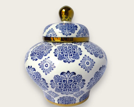 Blauw en wit porseleinen bloempot (voor keuken thuis)