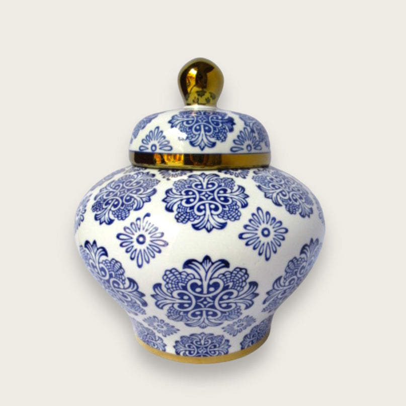 Blauw en wit porseleinen bloempot (voor keuken thuis)