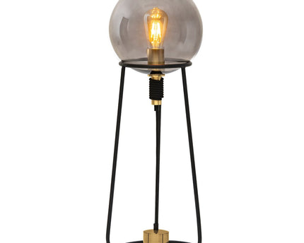 Tafellamp "Stelo", moderne tafellamp gemaakt van zwart metaal en rookglas, E27 -aansluiting, 71 cm hoog, voor eetkamer, woonkamer, gang of kantoor,