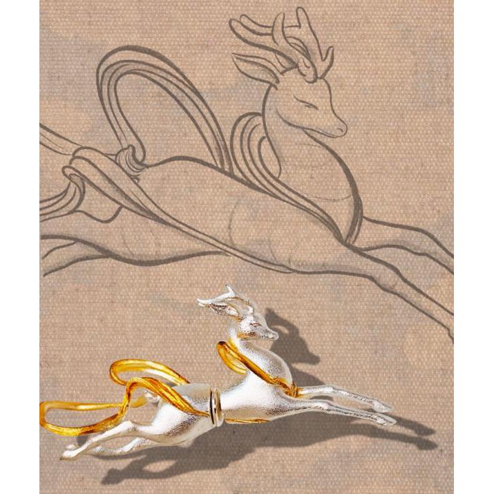 Uniek dubbelzijdig oorknopje met hertenontwerp - één stuk