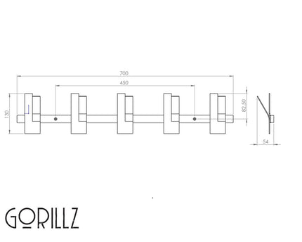 Gorillz Incision - Kapstok - Wandkapstok - 10 Kapstok haken - Metaal - Wit
