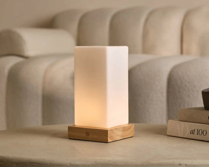 Zayn lichtbruine houten oplaadbare lamp L Dimmable & draadloze en goede batterij