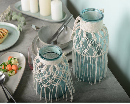 Macrame groen groen glazen vaas h.26 cm