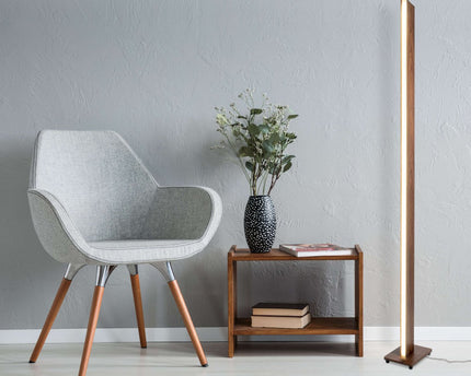 LED vloerlamp "Madera" h: 152cm naturel