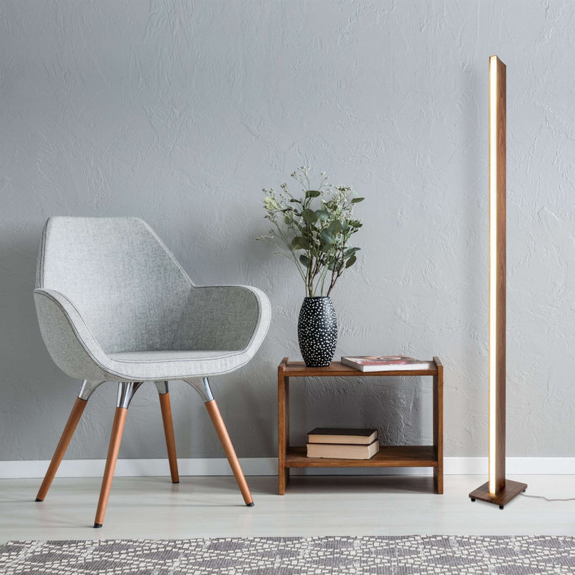 LED vloerlamp "Madera" h: 152cm naturel