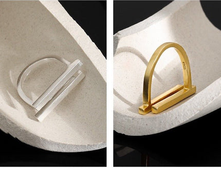 Sterling zilver en goud vermeil Geometrische dubbele staafring