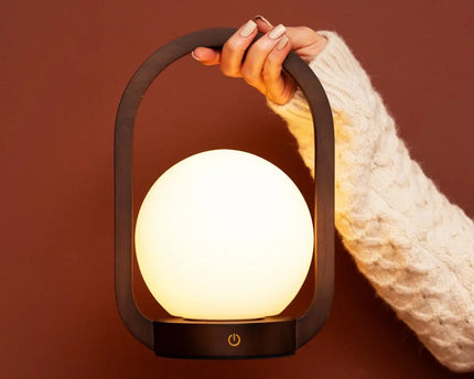 Skye Donkerbruine Houten Snoerloze Lamp | Oplaadbaar en dimbaar ontwerp