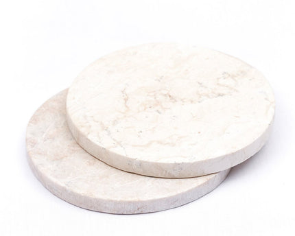 Ronde marmeren onderzetters set van 4 of 8 handgemaakte RANUKA (wit)
