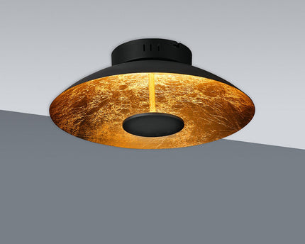 LED -plafondlamp "Firenze" metalen plafondlamp in het zwart en goud, stevig geïnstalleerd, verlichting voor woonkamer, kantoor of de toegangsstang 40 cm diameter