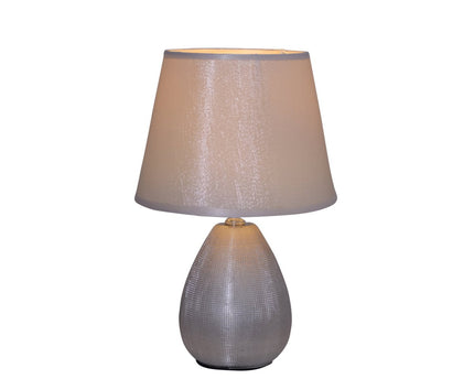 Keramische tafellamp H: 31 cm "Simply Ceramics", tafellamp gemaakt van keramiek, zilver, met E14 -aansluiting, voor eetkamer, woonkamer, gang of kantoor, 31 cm hoog