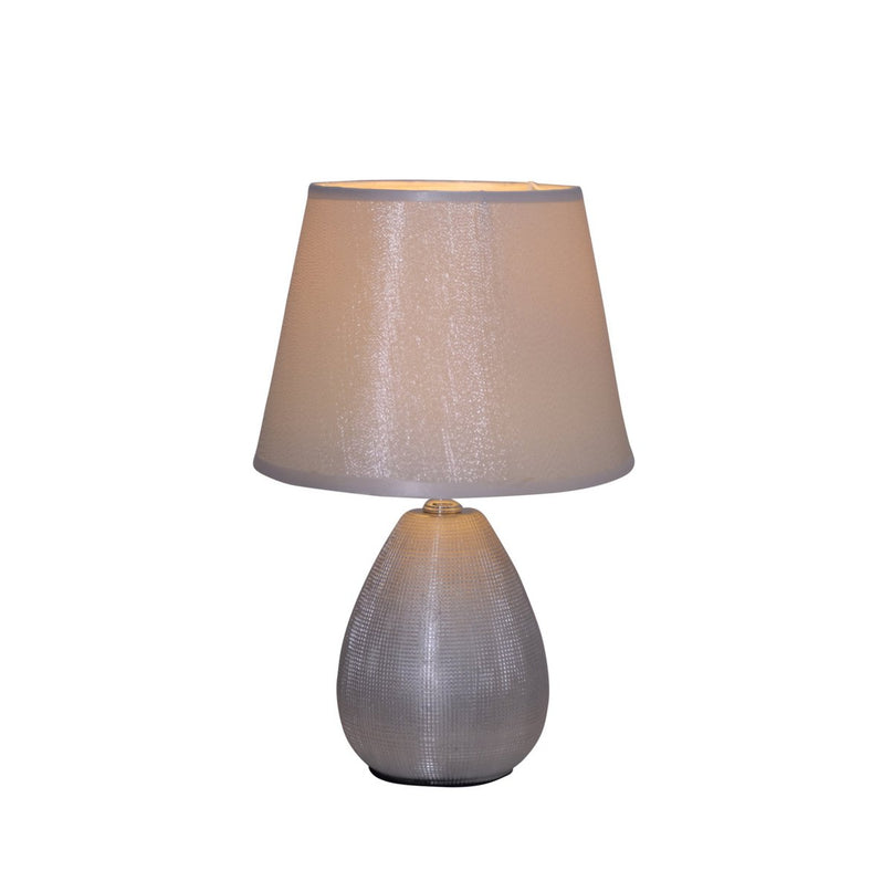 Keramische tafellamp H: 31 cm "Simply Ceramics", tafellamp gemaakt van keramiek, zilver, met E14 -aansluiting, voor eetkamer, woonkamer, gang of kantoor, 31 cm hoog