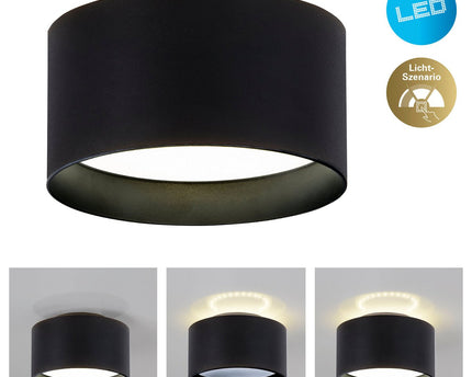 LED Spot "Trios" Ø 14 cm zwart, gemaakt van metaal en plastic met geïntegreerde LED's