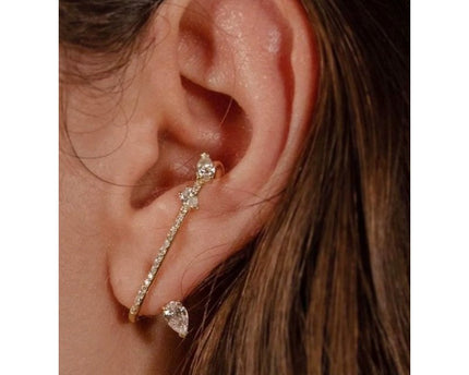 Moderne Vintage Sparkling line Ear Cuff-uit één stuk