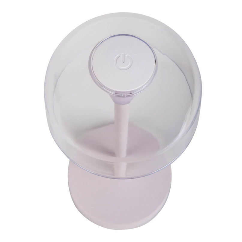 2 Set LED Battery Table Light "Gomba" voor buiten en binnen, gemaakt van metaal en plastic in wit, 18,5 cm hoog