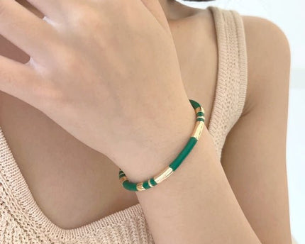 Stapelbaar geëmailleerde armbanden-wit, zwart n groen