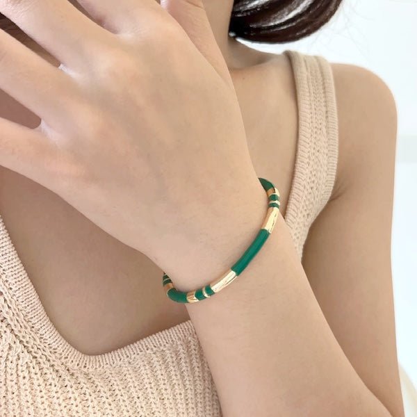 Stapelbaar geëmailleerde armbanden-wit, zwart n groen