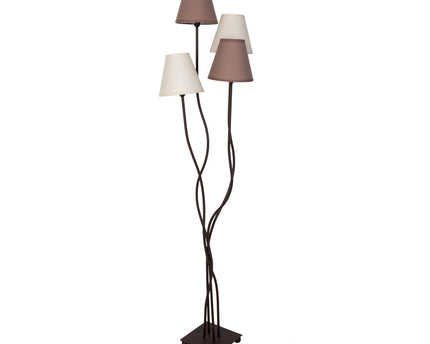 Textiel staande lamp 4-flame "boho", vloerlamp in beige/bruin, met E14-aansluiting, voor eetkamer, woonkamer, gang of kantoor, 138 cm hoog