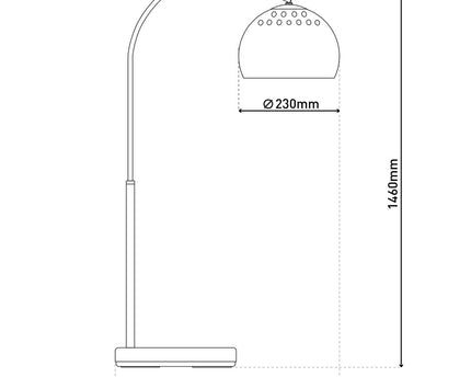 Staande lamp "stijl", retro klassieke vloerlamp met boog gemaakt van chroomkleurig metaal met, E27-aansluiting, 146 cm hoog, ideaal voor eetkamer, woonkamer en kantoor.
