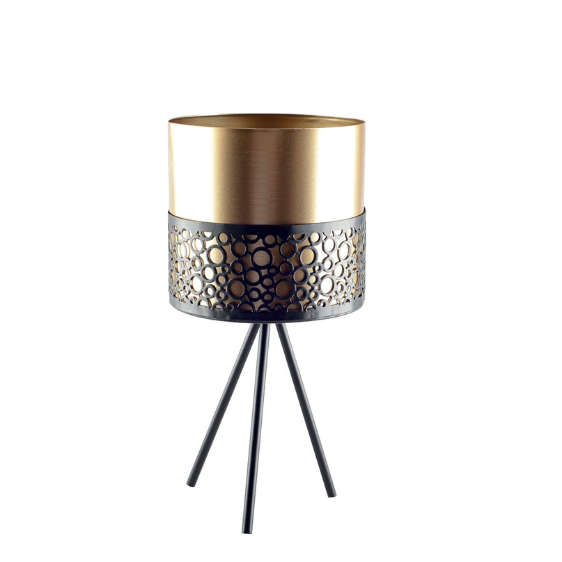 Metaalplantondersteuning met gouden vaas H.34 cm