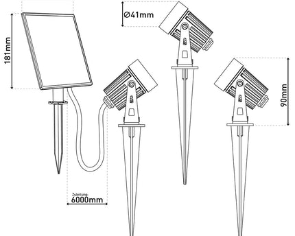 LED-zonne-spot met 3 zitplaatsen met Earthspout "Spoti" "buiten en speerboeien