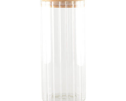 9x9x20cm glas- en houten opbergpot