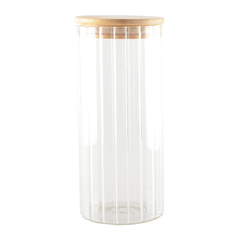 9x9x20cm glas- en houten opbergpot