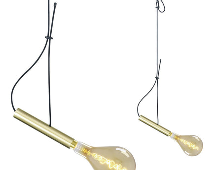 Metal Baldachin met textielkabel "Corbatin", messing, E27 -versie, verlichting voor woonkamer of kantoor