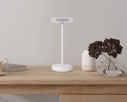 Noteloze tabletlicht "PASI" voor buiten en binnen, gemaakt van metaal en plastic in wit, dimbaar, met aanraking en geheugenfunctie, ca. 26 cm hoog