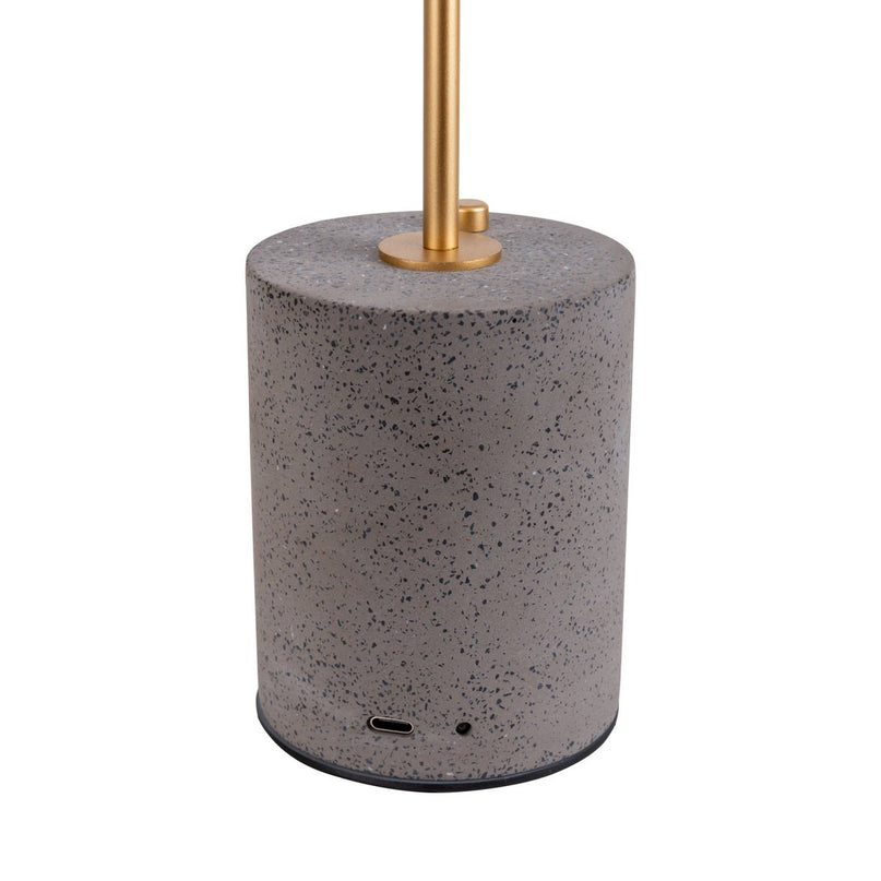 Batterijlamp "seta" grijs 30 cm hoog gemaakt van metaal en beton, met een stevig gebouwd -in LED