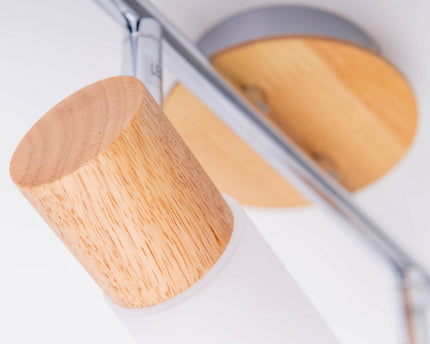 2 Wandplafondspot "Todtnau", metaal, hout en plastic, E14, 39 cm lang